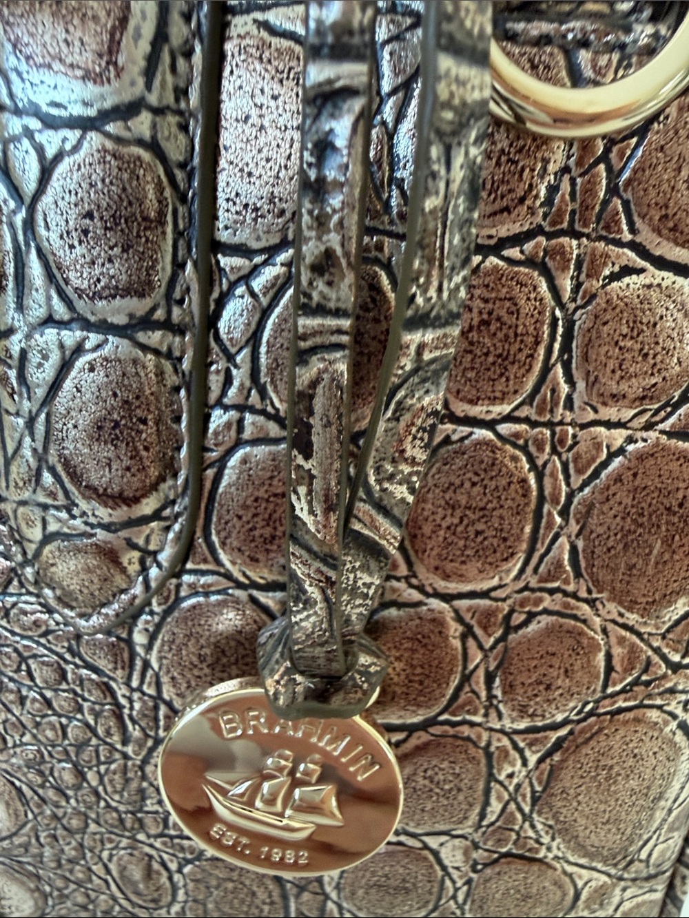 “New-ish” Brahmin Marissa Bronze Nebula Satchel with Matching Veronica Wallet. - Picture 4 of 10